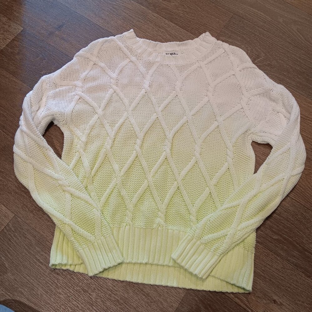 27 Miles Malibu Green and white Ombré Cotton Sweater sz M